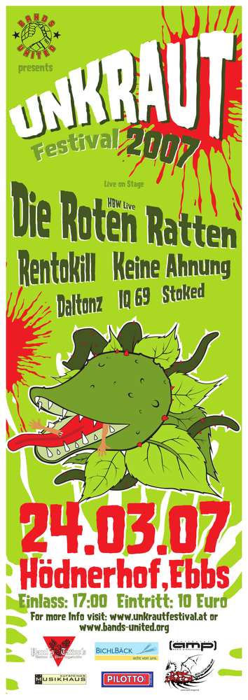 Die Roten Ratten (Heiter bis Wolkig Live), keine Ahnung, Rentokill, IQ 69 und Stoked, http://www.unkrautfestival.at @ Hödnerhof Ebbs