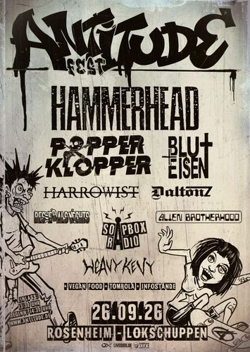 26. 9. 2026 | Hammerhead, Popper Klopper, Bluteisen, Harrowist, Besser Als Nichts, Soapbox Radio, Alien Brotherhood, Heavy Keavy | Rosenheim Hammerhead, Popper Klopper, Bluteisen, Harrowist, Besser Als Nichts, Soapbox Radio, Alien Brotherhood, Heavy Keavy @ Rosenheim